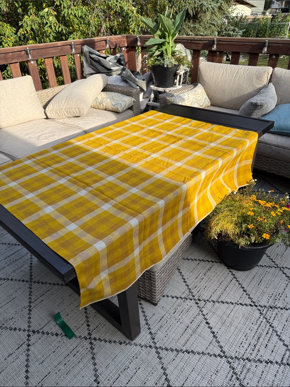 Vintage Barkley textiles Yellow Plaid Tablecloth - Home Dining 50x51.5”
